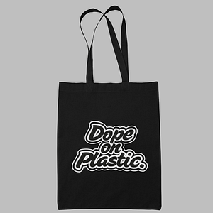 Dope on Plastic – 100% Organic cotton black shopper with logo, white print