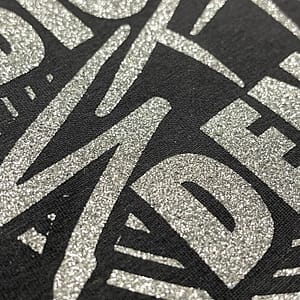 RSDH – WOMEN black T-shirt, vinyl logo in Silver Glitter