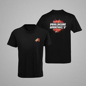 MAJOR IMPACT – T-shirt with bomb on front, logo on the backside
