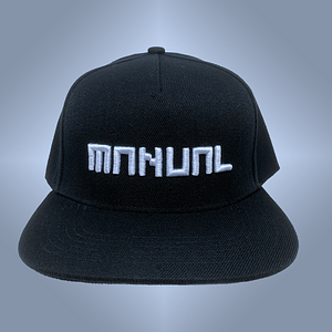 Manual Music – CAP snapback – White on black 3D embroidered