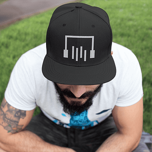 DJ Norman – Snapback CAP black – logo headphone embroidered in white