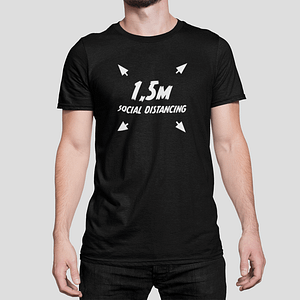 ANTI-VIRUS – T-shirt black, 1,5 mtr Social Distancing