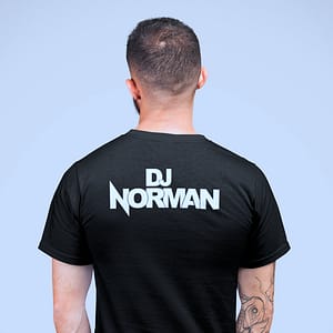 DJ Norman – T-shirt, black, headphone logo, white print