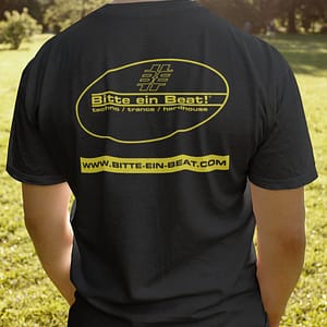 BITTE-EIN-BEAT! – T-shirt with outline logo, fluorescent yellow print