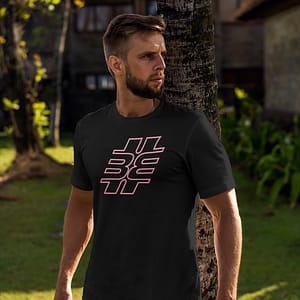 BITTE-EIN-BEAT! – T-shirt with outline logo, medium pink print