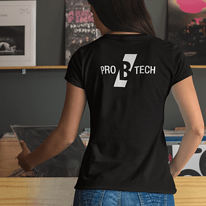PRO B TECH – Black T-shirt women V-neck with logo on both sides