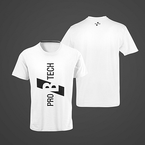 PRO B TECH – white T-shirt, with large vertical logo