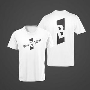 PRO B TECH – white T-shirt, with slanted logo