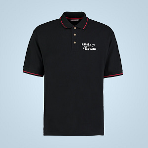 RSDH – black/red Polo shirt, logo embroidered in white