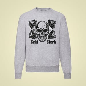ECHT STERK – Sweater Skull (ashgrey/gemêleerd)