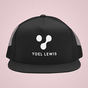 YOEL LEWIS – Snapback Trucker CAP BLACK – embroidered with logo in white