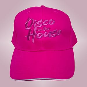 DISCO IN THE HOUSE – Fuchsia 6 panel cap – Logo embroidered in metallic pink