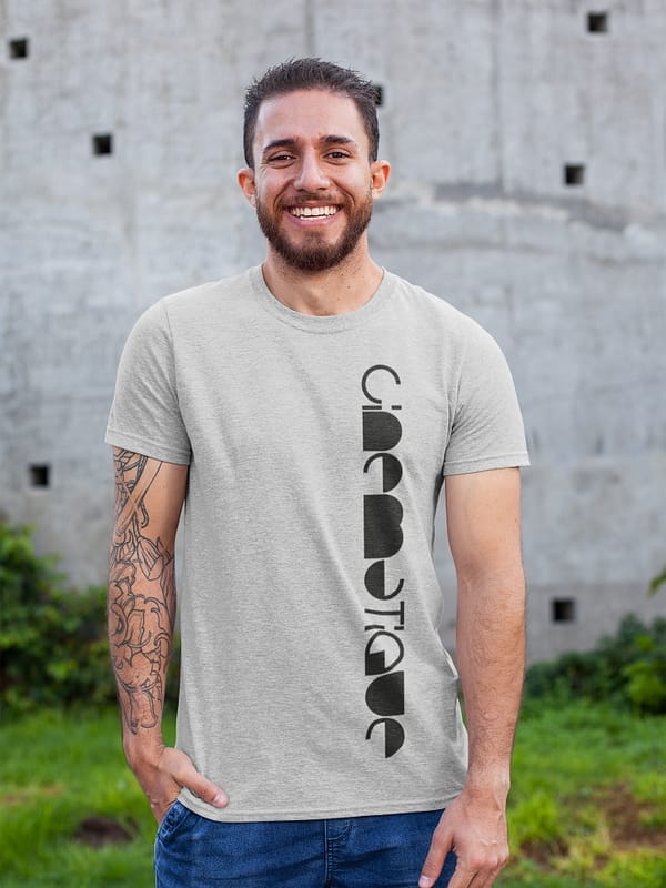 Cinematique t-shirt logo vertical ASHGREY