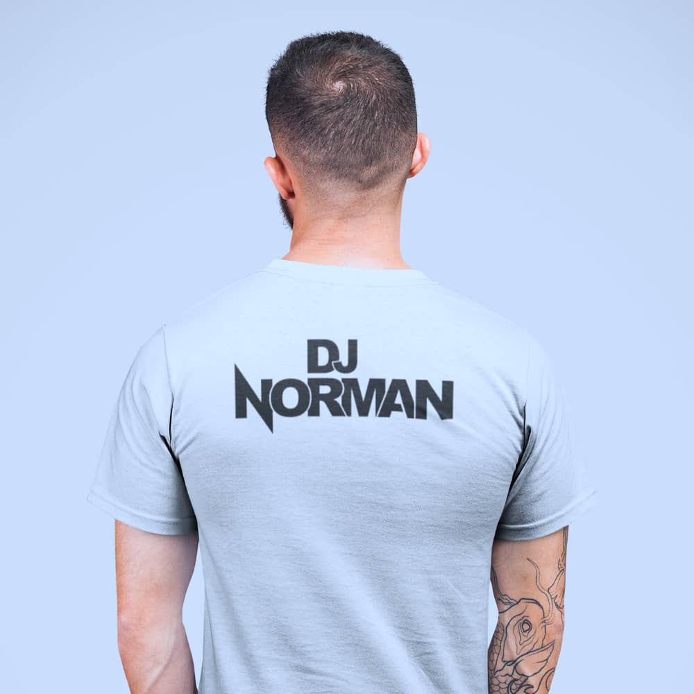 DJ Norman T shirt Silvergrey Headphone Logo Black Print