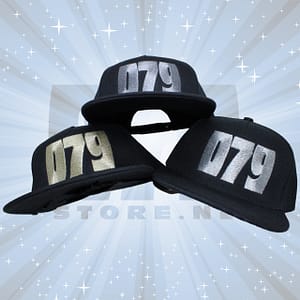 079 – Black snapback Cap, 079 embroidered