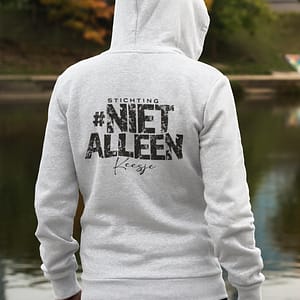 ST NIET ALLEEN – HEREN Hoody wit, logo in zwart