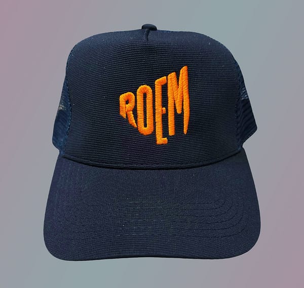 ROEM CAP donkerblauw met oranje borduring