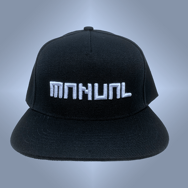 Manual Music - CAP snapback - White on black 3D embroidered