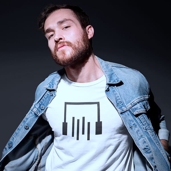 DJ Norman T-shirt, white, headphone logo, black print