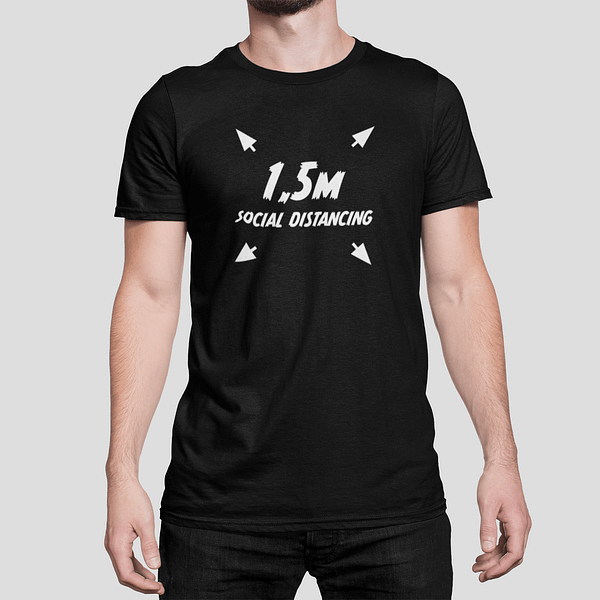 ANTI-VIRUS - T-shirt black, 1,5 mtr Social Distancing