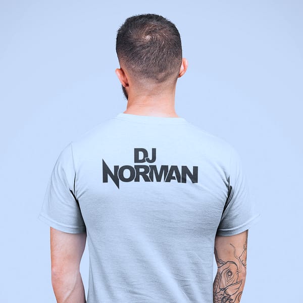 DJ Norman - T-shirt, silvergrey, headphone logo, black print - Image 2
