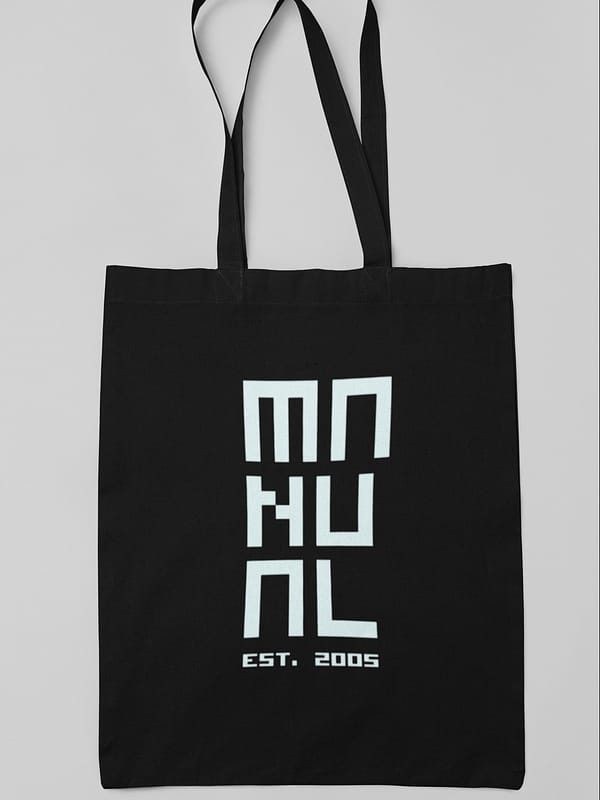 Manual Music - 100% Organic cotton black shopper MANUAL EST. 2005 logo