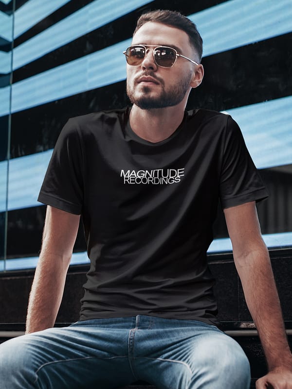 MAGNITUDE RECORDINGS - T-shirt with logo, white print 01
